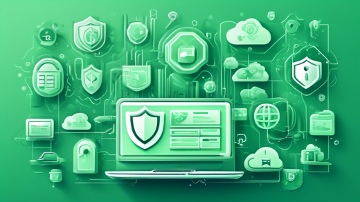 Create a detailed and high-quality image of a secure digital environment showcasing various online privacy protection services. The scene should include symbols representing VPNs, antivirus software, secure cloud storage, and encrypted communication apps. Use a modern and tech-savvy aesthetic with a soothing color palette to convey trust and security.